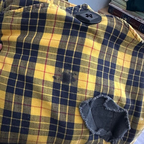 Vintage Pricilla Mooseburger Patchwork Plaid Clown Overalls Yellow Black Red - Picture 4 of 6